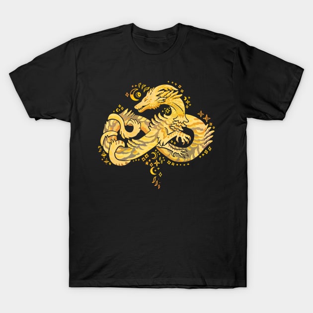 Autism Acceptance Dragon (Gold) T-Shirt by Things By Diana